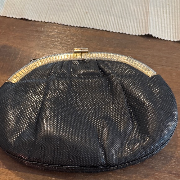 Judith Leiber Black Clutch with Gold Trim - Picture 5 of 6
